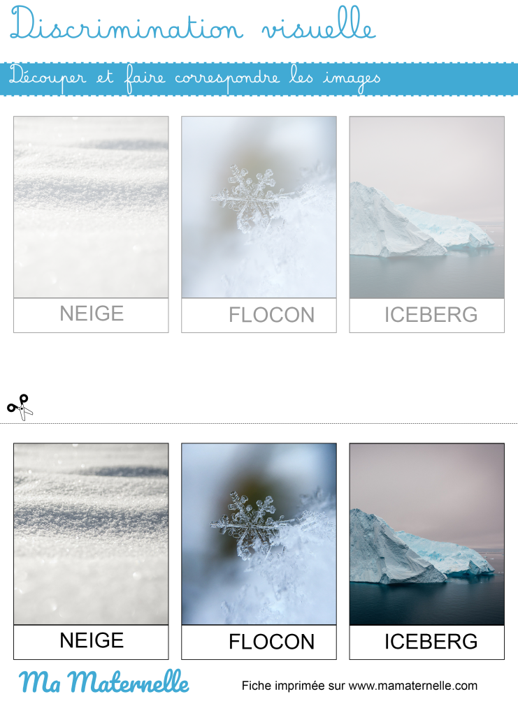 Petite section - Discrimination visuelle : découper et faire correspondre