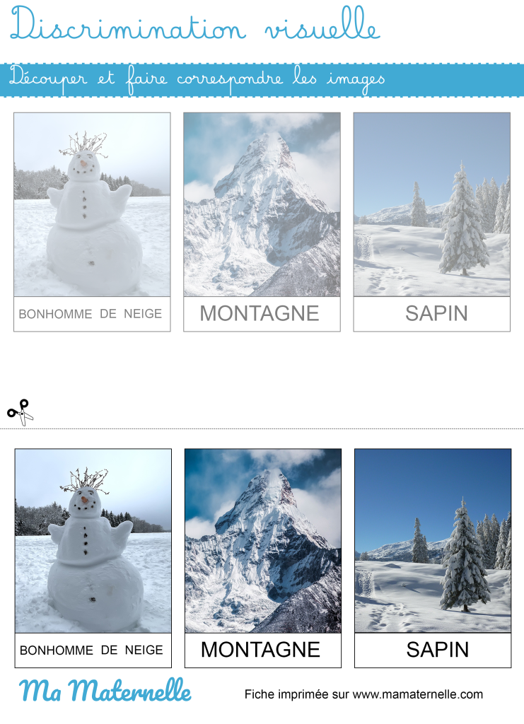 Petite section - Discrimination visuelle : découper et faire correspondre