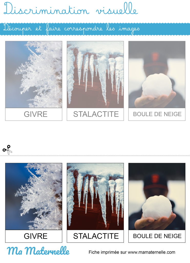 Petite section - Discrimination visuelle : découper et faire correspondre