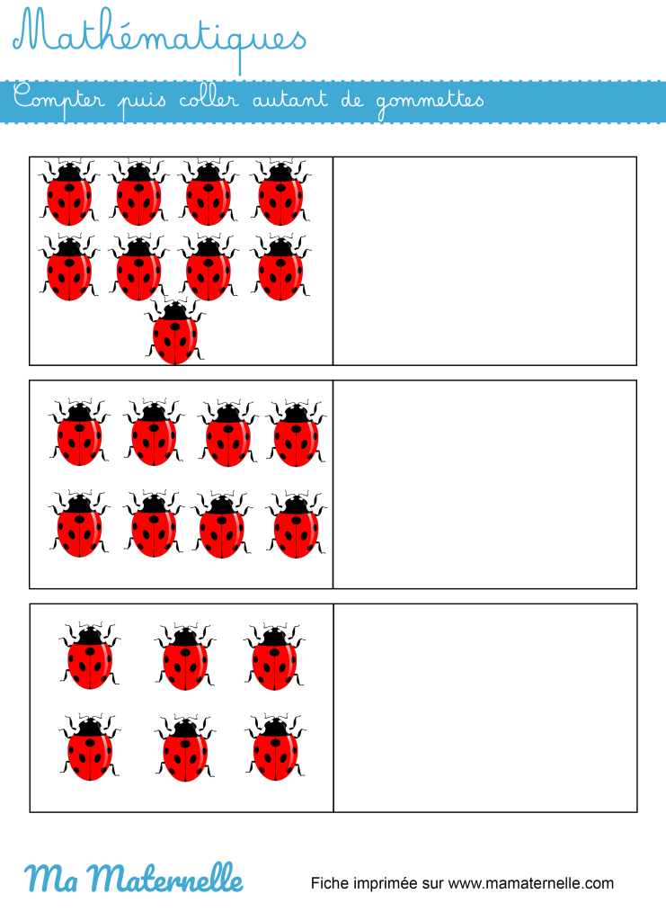 Grande section - Mathématiques : compter puis coller des gommettes