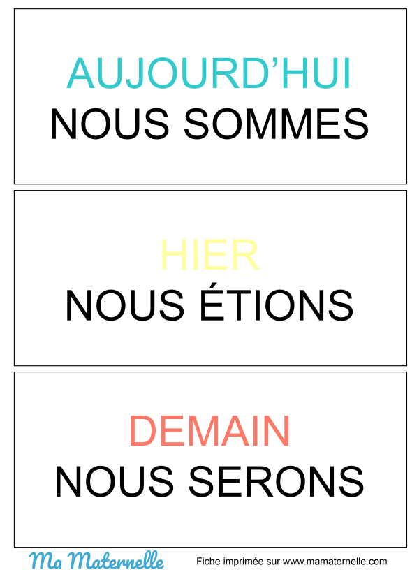 Outil pédagogique affichage aujourd