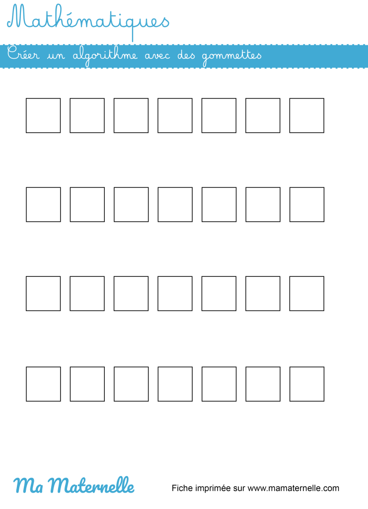 Petite section - Mathématiques : créer un algorithme avec des gommettes
