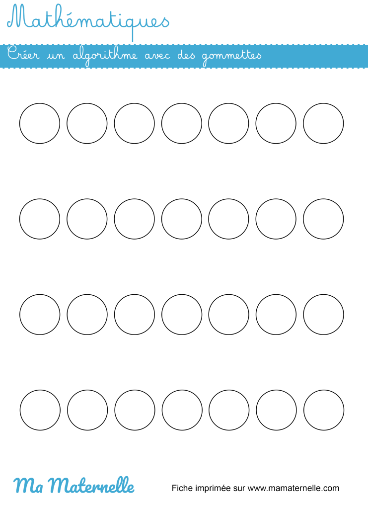 Petite section - Mathématiques : créer un algorithme avec des gommettes