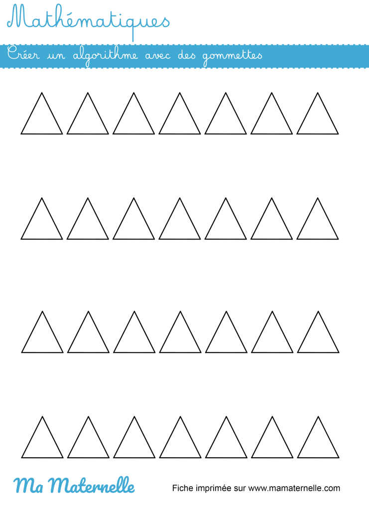 Petite section - Mathématiques : créer un algorithme avec des gommettes