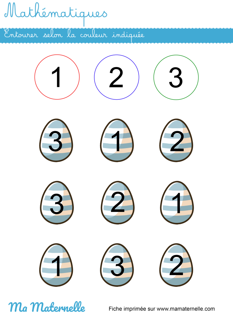 Petite section - Mathématiques : entourer selon la couleur