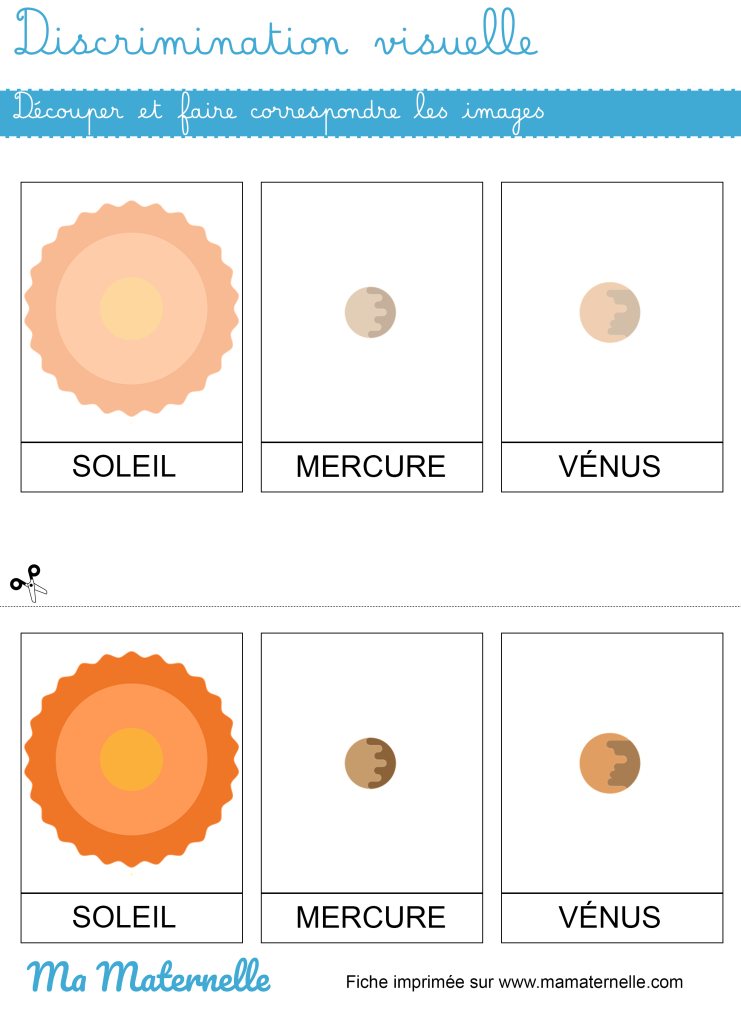 Petite section - Discrimination visuelle : faire correspondre