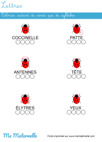 Grande section - Lettres : placer des jetons / syllabes