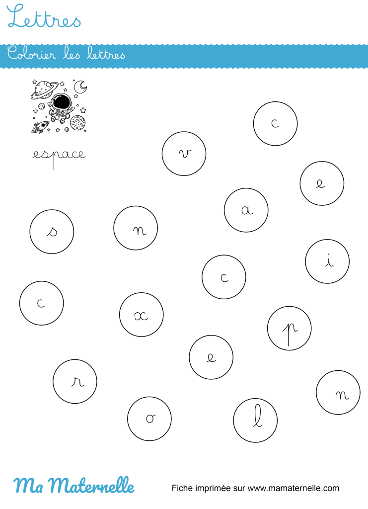Grande section - Lettres : colorier les lettres