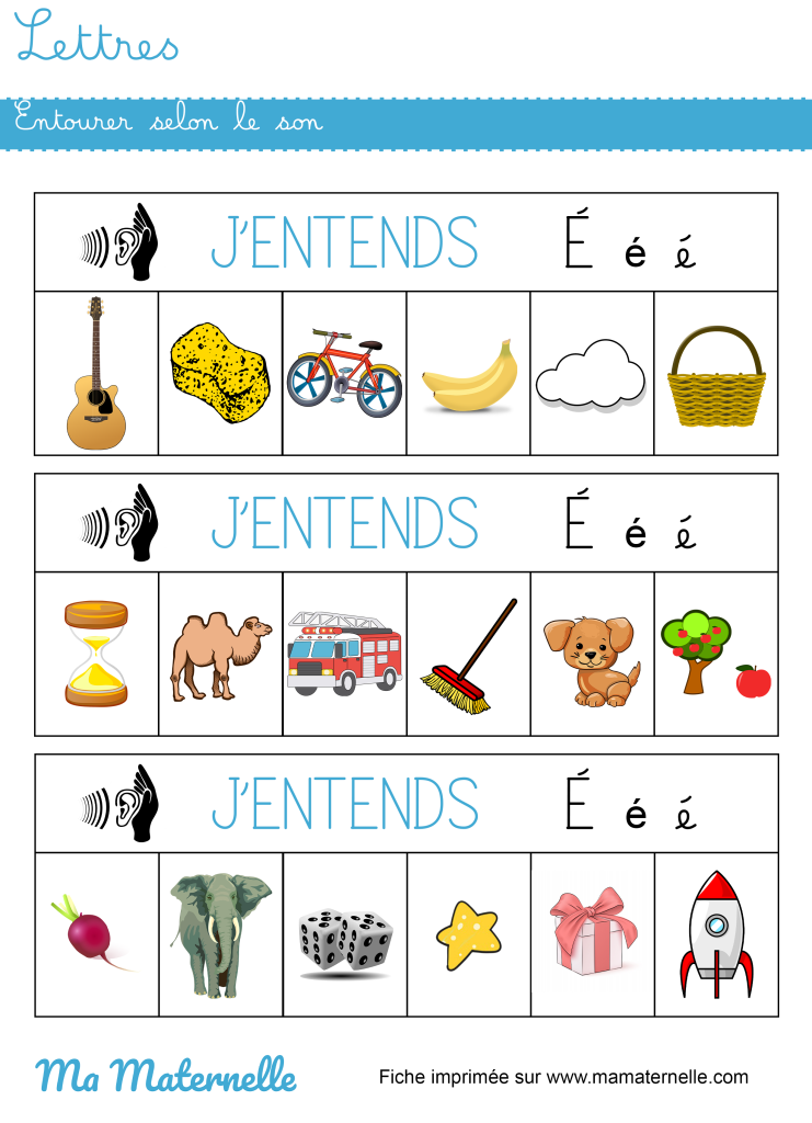 Grande section - Lettres : entourer selon le son
