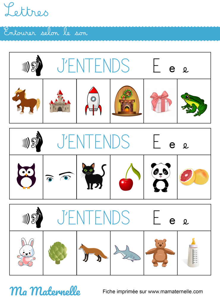Grande section - Lettres : entourer selon le son