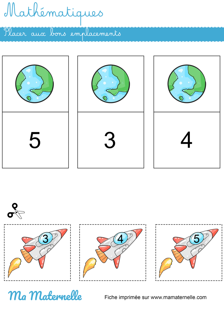 Moyenne section - Mathématiques : placer aux bons emplacements