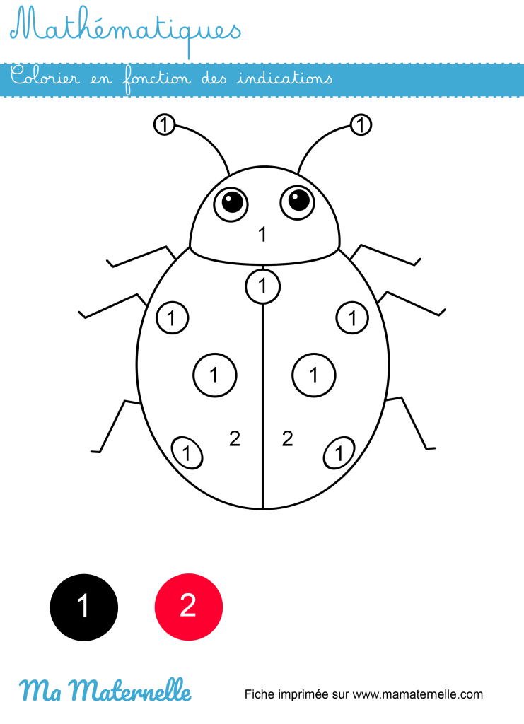 Moyenne section - Mathématiques : colorier en fonction des indications