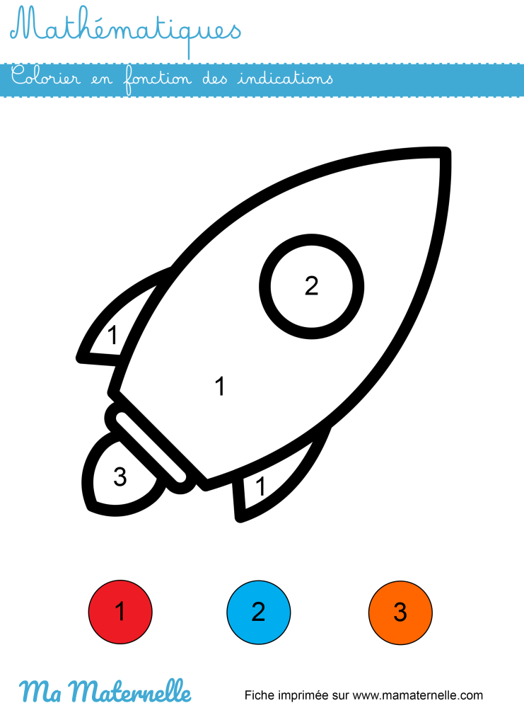 Moyenne section - Mathématiques : colorier en fonction des indications
