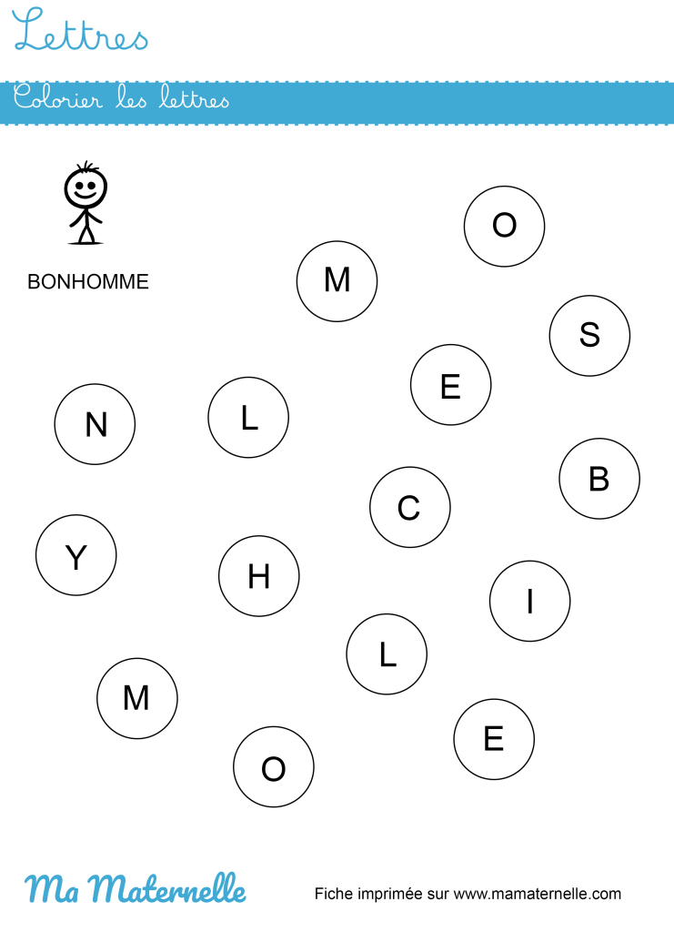 Petite section - Lettres : colorier les lettres