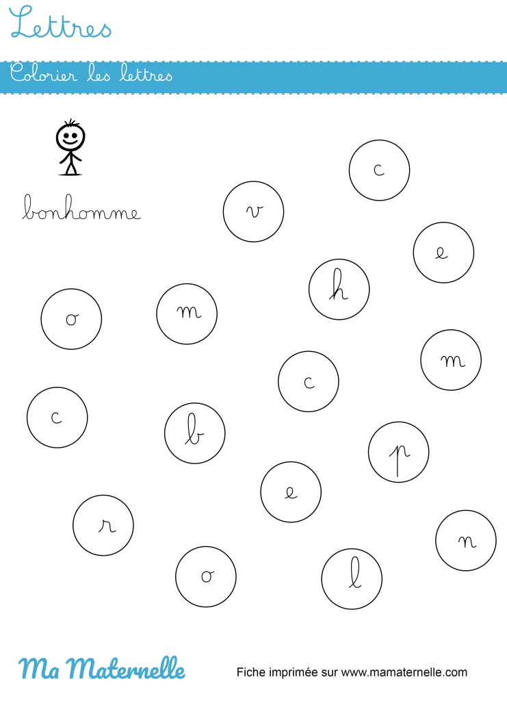 Grande section - Lettres : chercher et entourer les lettres