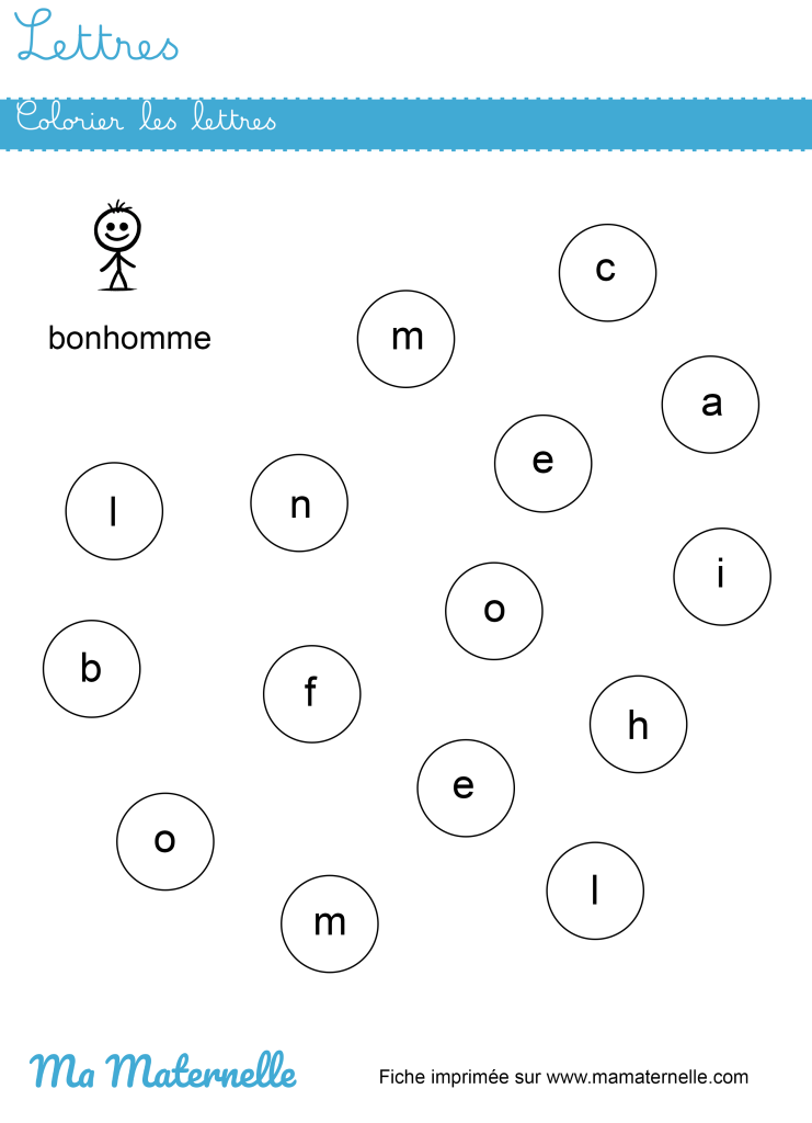 Moyenne section - Lettres : chercher et entourer les lettres