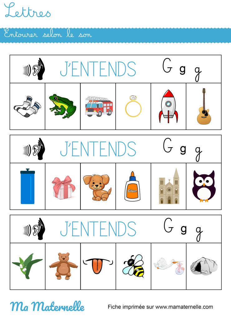 Grande section - Lettres : entourer selon le son