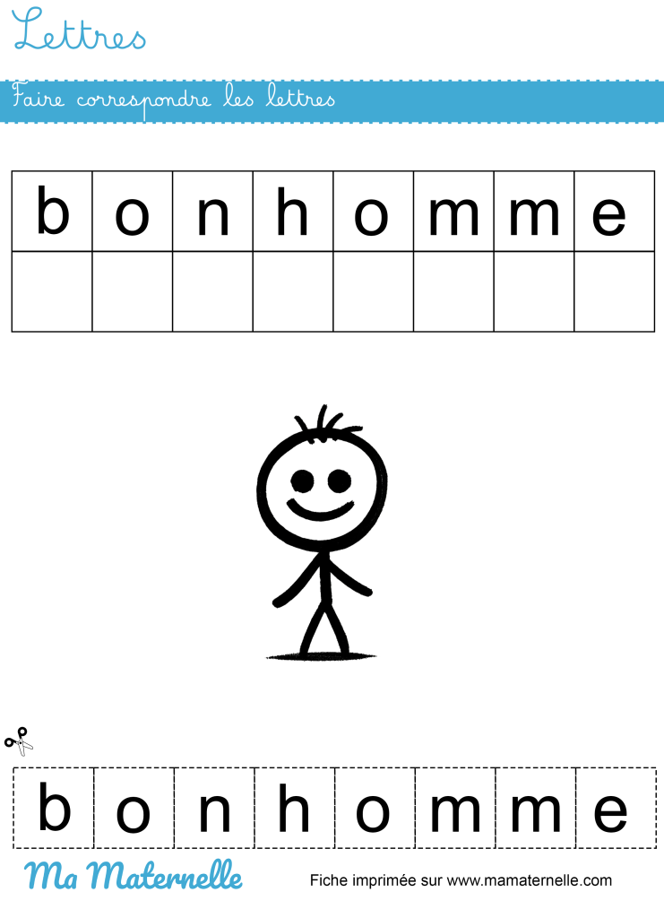Moyenne section - Lettres : faire correspondre les lettres