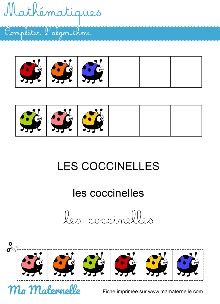 Grande section - Mathématiques : compléter l’algorithme