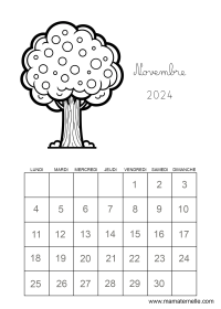 Activités - Calendrier vierge novembre 2024
