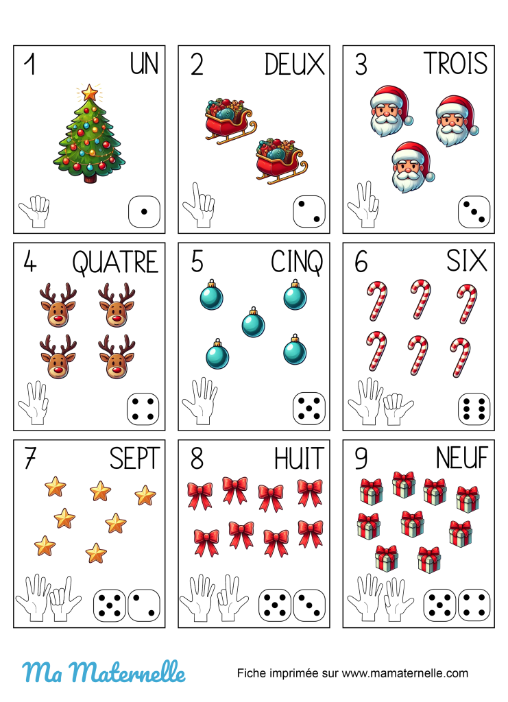 Grande section - Mathématiques : les nombres version noël