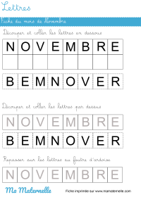 Petite section - Lettres : fiche du mois de Juillet