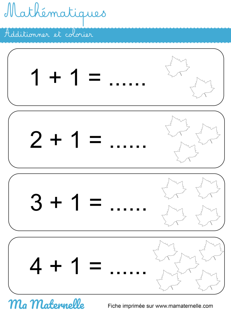 Grande section - Mathématiques : additionner et colorier
