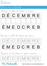 Petite section - Lettres : fiche du mois de Juillet