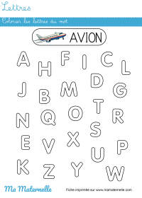 Moyenne section - Lettres : colorier les lettres du mot
