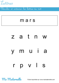 Grande section - Lettres : compléter avec les lettres manquantes