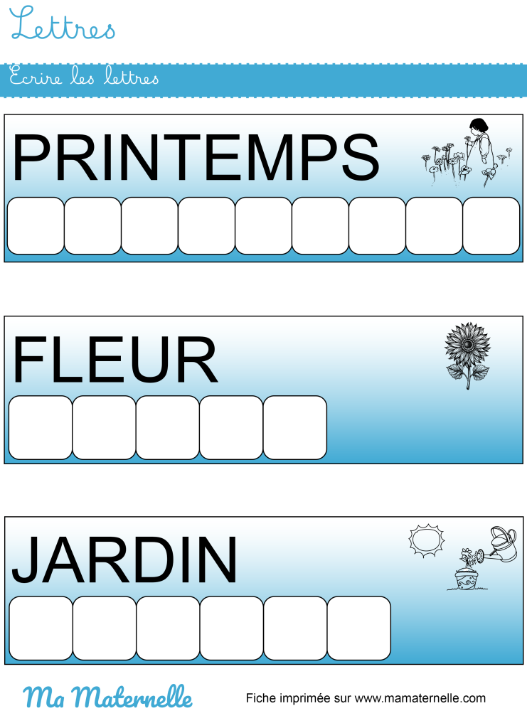 Moyenne section - Lettres : écrire les lettres