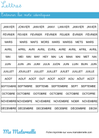 Grande section - Lettres : entourer les mots identiques