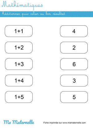 Mathématiques : additionner puis relier - Ma Maternelle