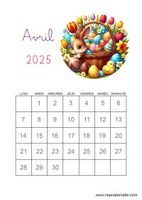Activités - Calendrier coloriage avril 2026