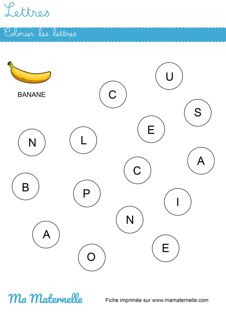 Petite section - Lettres : colorier les lettres