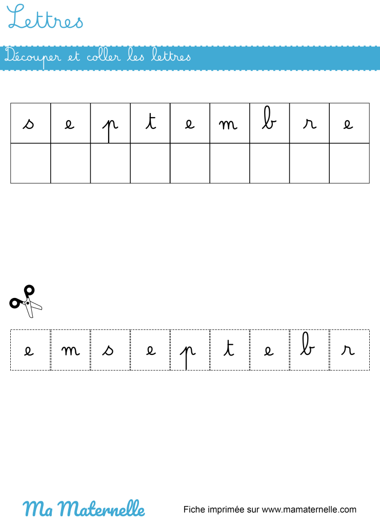 Grande section - Lettres : découper et coller les lettres