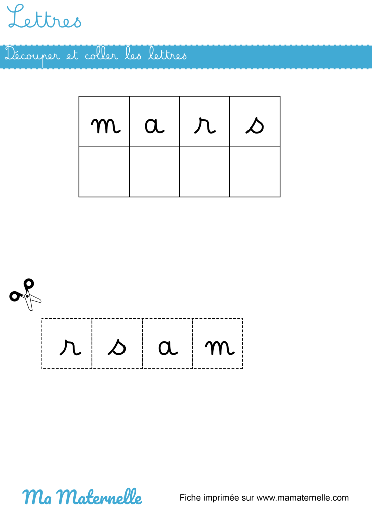 Grande section - Lettres : découper et coller les lettres