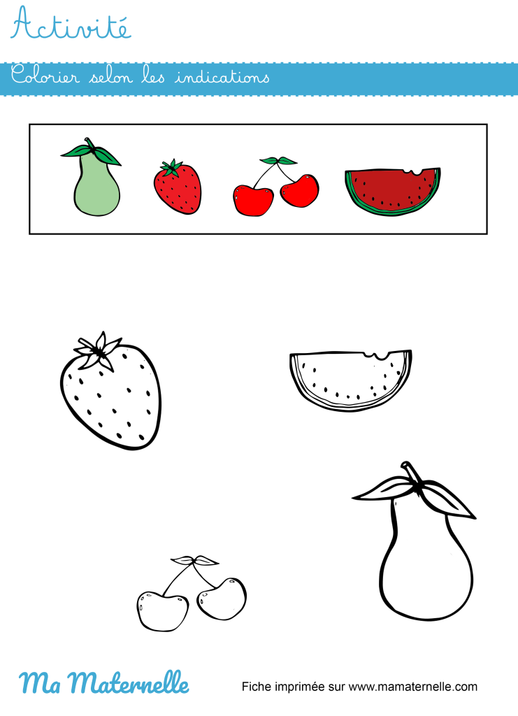 Activités - Activité : colorier selon les indications