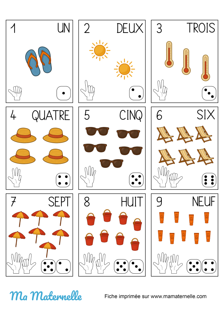 Grande section - Mathématiques : les nombres version été
