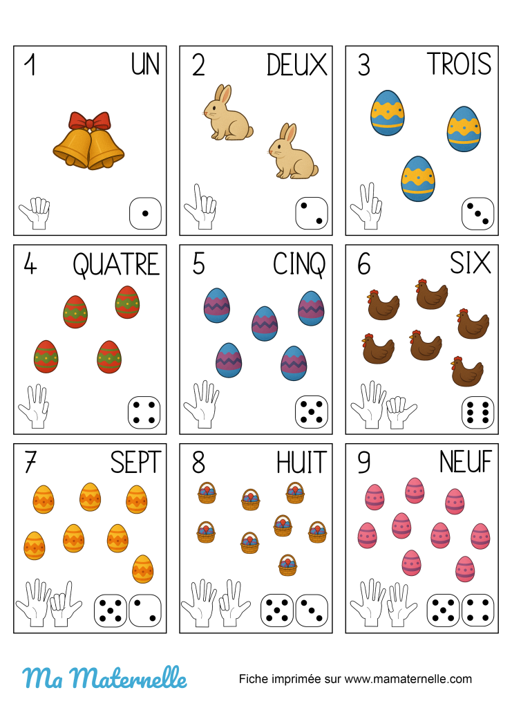 Grande section - Mathématiques : les nombres version pâques