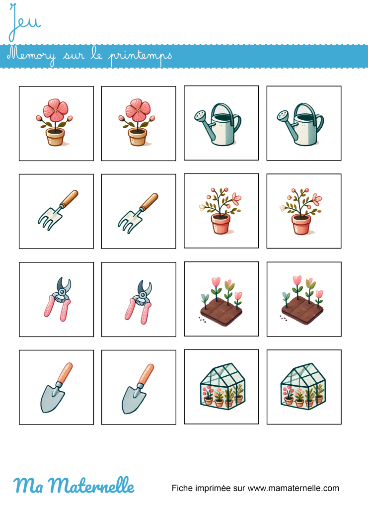 Activités - Jeu : memory sur le printemps