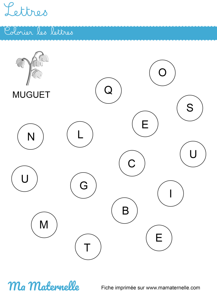 Petite section - Lettres : colorier les lettres du mot