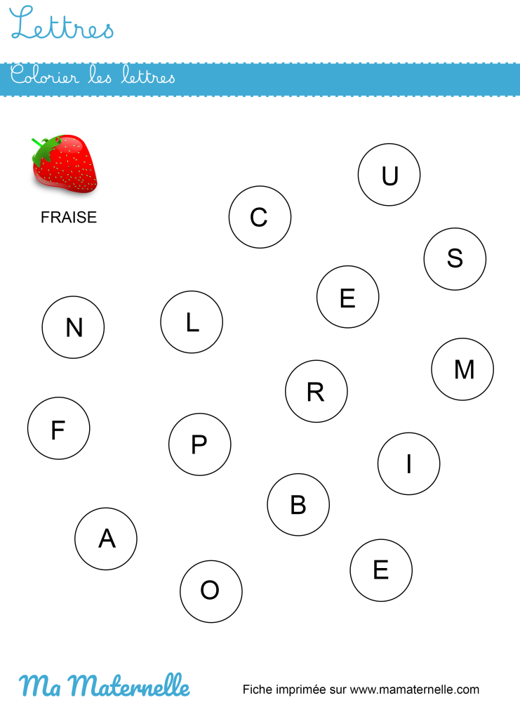 Moyenne section - Lettres : colorier les lettres