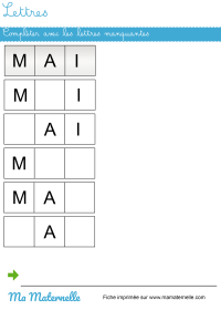 Grande section - Lettres : chercher et entourer les lettres du mot