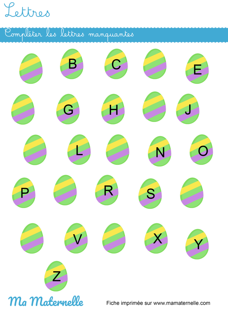 Grande section - Lettres : compléter les lettres manquantes