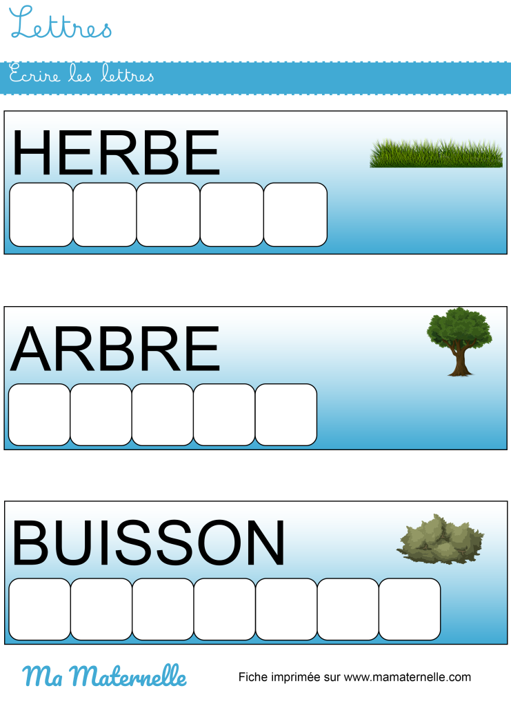 Moyenne section - Lettres : écrire les lettres