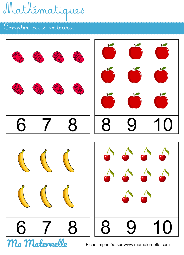 Grande section - Mathématiques : compter puis entourer