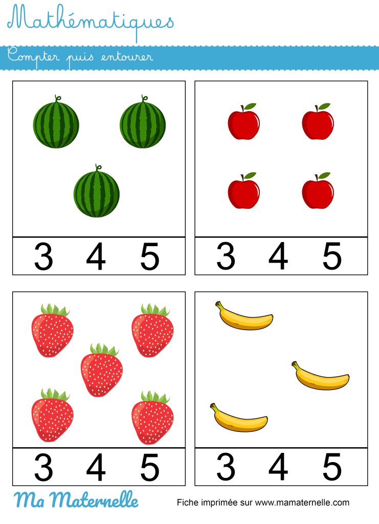 Moyenne section - Mathématiques : compter puis entourer