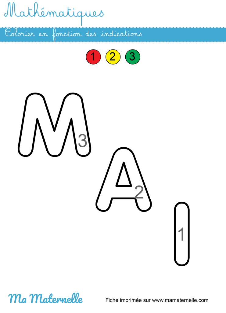 Moyenne section - Mathématiques : colorier en fonction des indications