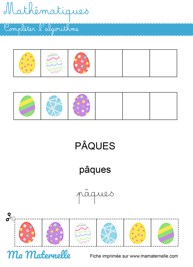 Grande section - Mathématiques : compléter l’algorithme